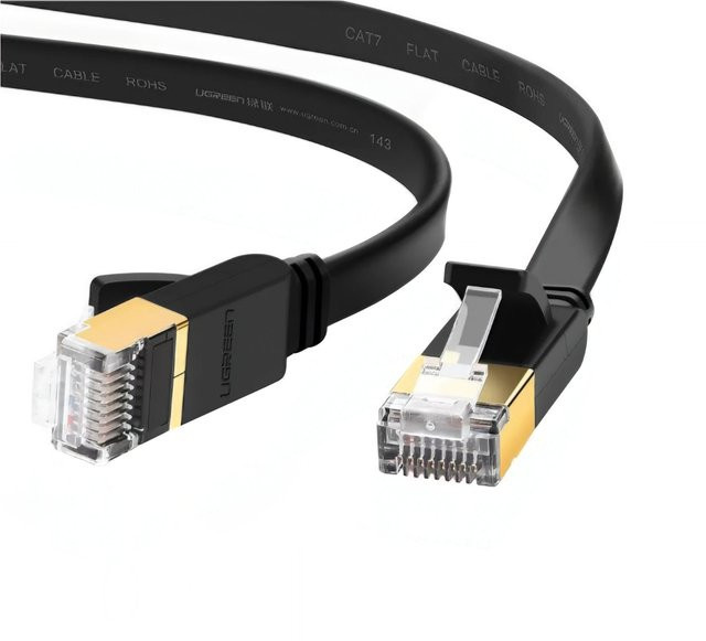 UGREEN NW106 Cat7 Ethernet LAN Flachkabel, Schwarz, 10 m - Bild 1