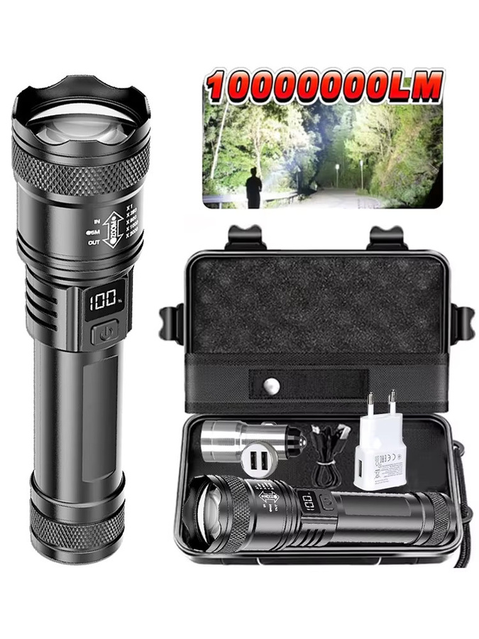 XIWANGFIRE Taktische LED-Taschenlampe aus Aluminium, wiederaufladbare Zoom-Laterne mit COB-Licht in Schwarz - Bild 7