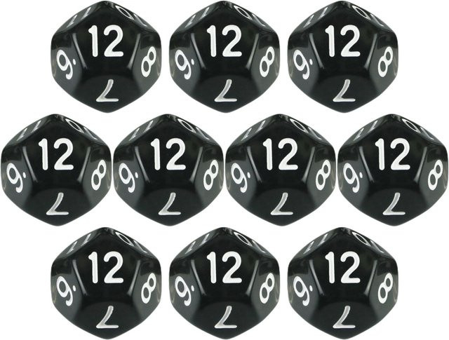Dormia DND Würfelset D12, Schwarz, 10-teiliges Set - Bild 1