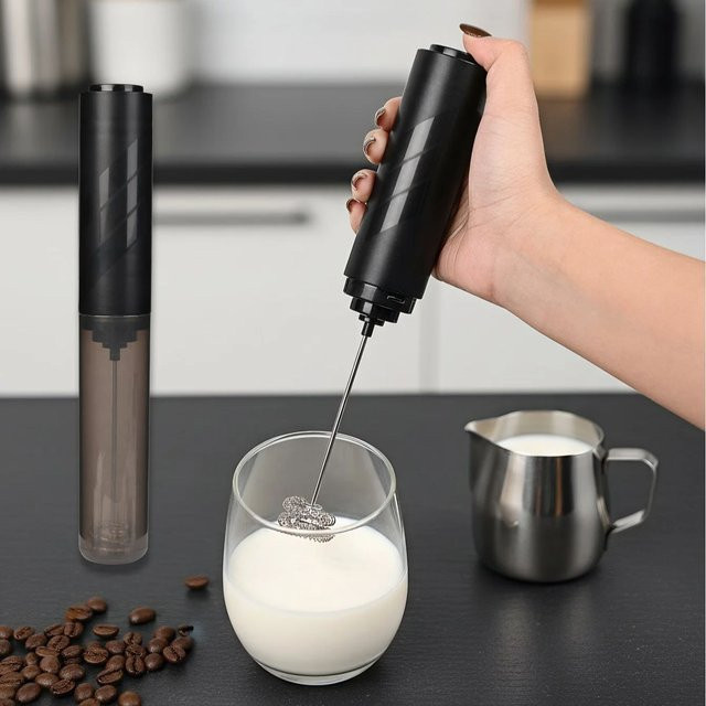 Elektrischer Milchaufschäumer XIADYINJIA Kaffeemixer und Eierschläger in Schwarz oder Weiß, batteriebetrieben mit AA-Batterien - Bild 1