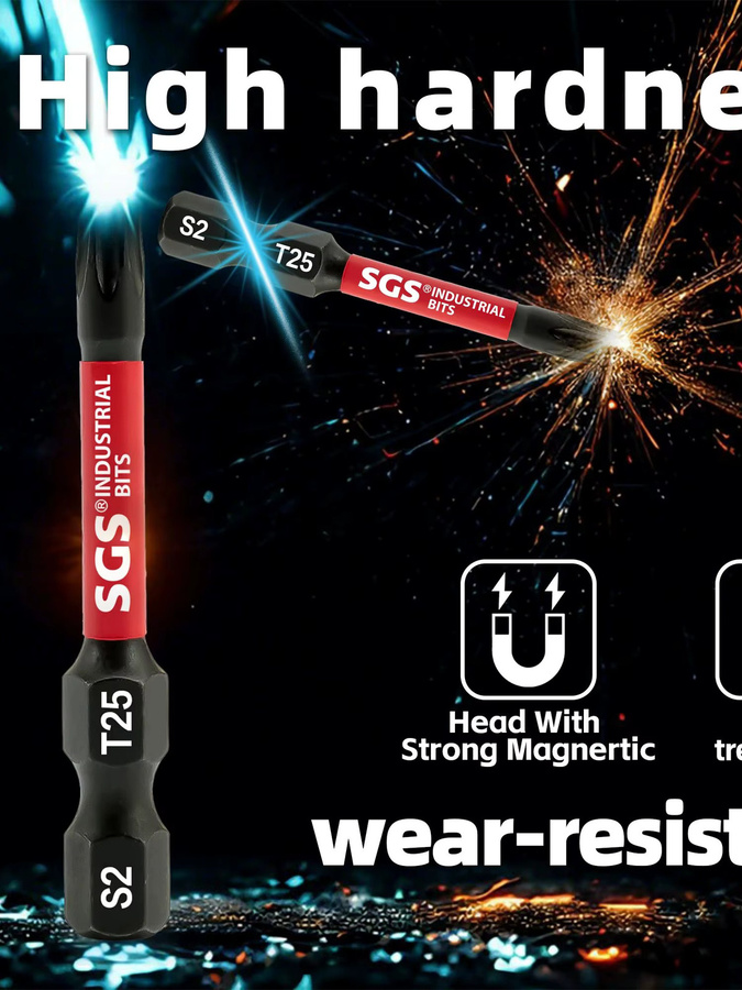 22-teiliges schlagfestes Schraubendreher-Bit-Set aus S2-Stahl in Industriequalität mit T7-T40 und Tt7-Tt40 Bits sowie Universalgriff für 1/4 Zoll - Bild 4