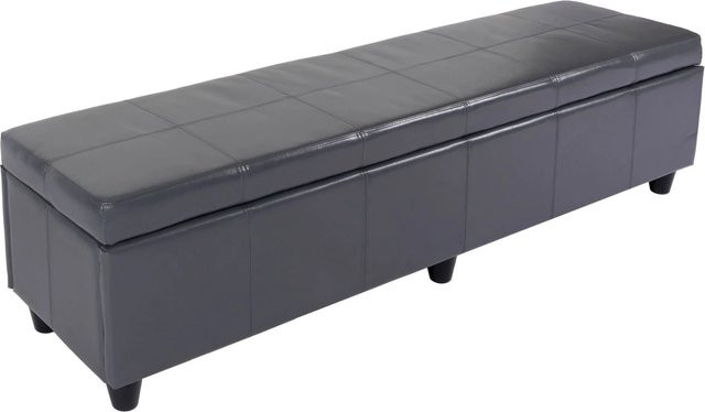 MCW Sitzbank Arezzo XXL mit Aufbewahrung aus Leder in Grau, B/T/H: 180 x 45 x 45 cm - Bild 2