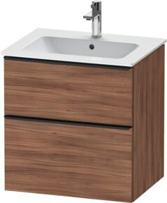 Duravit Waschtischunterschrank D-Neo in Weiß und Nussbaum, B: 61,0 cm, T: 46,2 cm, H: 62,5 cm - Bild 1