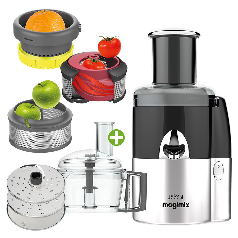 Magimix Juice Expert 4 Entsafter in Schwarz/Chrom Matt inklusive Gemüseschneider mit 3 Scheiben - Bild 1