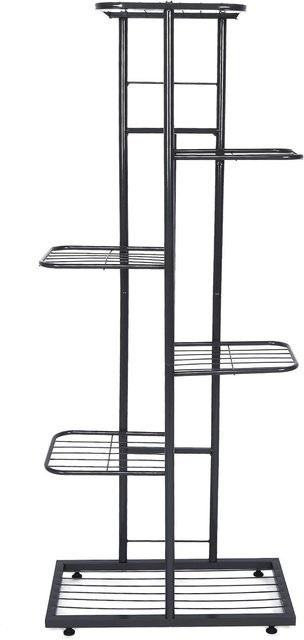 Aimo Blumenpflanzenständer mit 6 Etagen aus Metall in Dunkelgrau Matt, Ausstellungsregal für Garten und Innenbereich, B/T/H: 103 x 22 x 43,5 cm - Bild 1