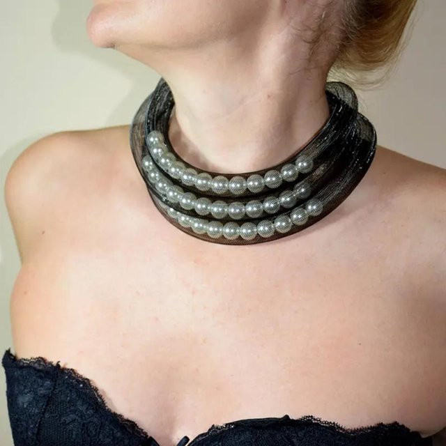 Halskette TOTABC, Perle, Schwarz, Boho, Damen - Bild 1