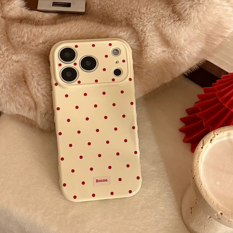 Potdemiel Stoßfeste Handyhülle mit Polka Dots für iPhone 17 16 15 14 13 12 Pro Max 11 in Einfarbig - Bild 3