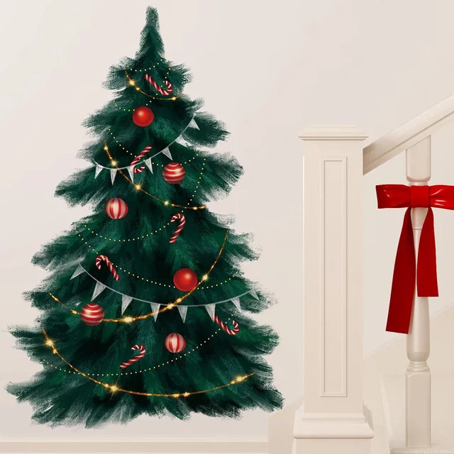 BRUP Weihnachtsbaum Wandaufkleber aus PVC in Dunkelgrün, Höhe: 95 cm - Bild 1