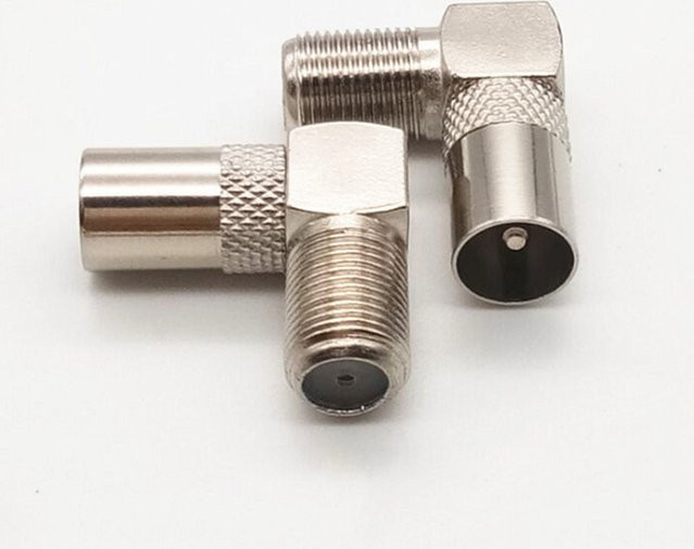 5 Stück 90 Grad rechtwinklige RF-Koaxial-F-Buchse auf TV-Stecker Adapter in Silber - Bild 1