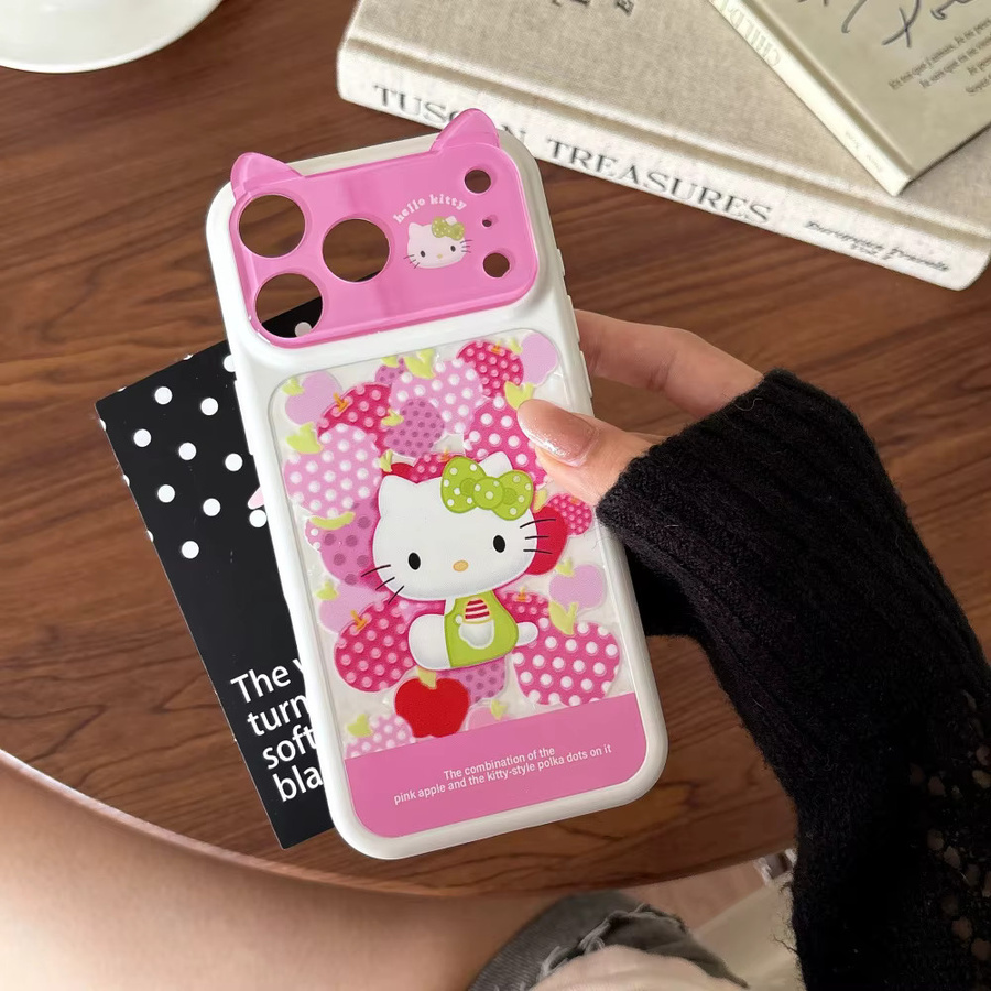 Sanrio Hello Kitty Handyhülle mit Katzenohren und Polka Dot Design in Rosa für iPhone 15 16 17 Pro Max - Bild 4
