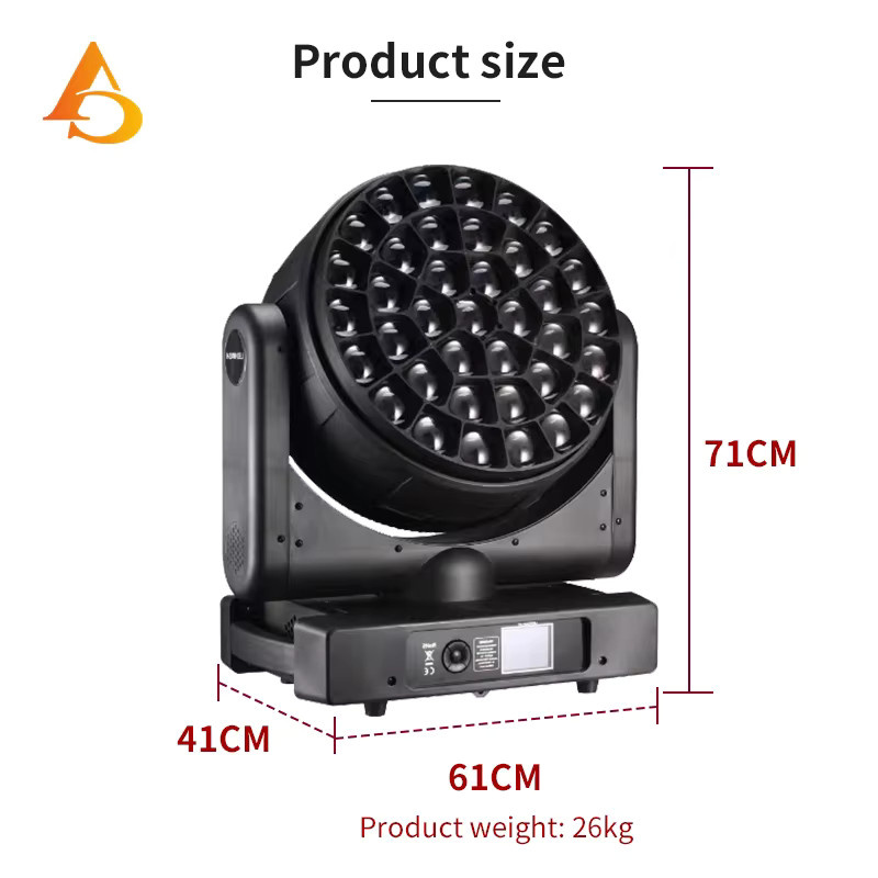 LED Moving Head Bee Eyes DMX mit 37x40W RGBW 4in1 Farbsteuerung, Zoom, Spot und Wash Effekt in Schwarz - Bild 2