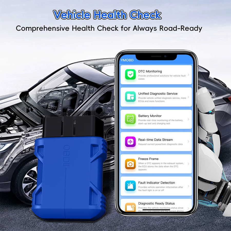 OBDCheck BLE Bluetooth OBD II Scanner Auto Diagnose Scan Tool für iOS und Android in Blau - Bild 3