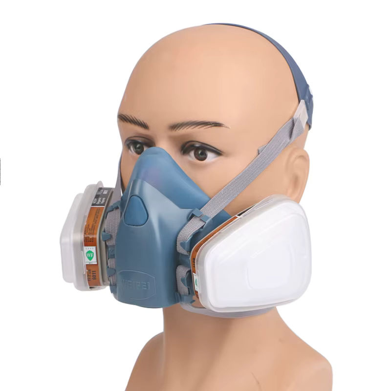 Industrielle Lackier-Spritz-Atemschutzmaske als Gasmaske und Sicherheits-Arbeitsfilter Staub-Gesichtsmaske in Blau/Mehrfarbig als Ersatz für MMM 7 - Bild 5