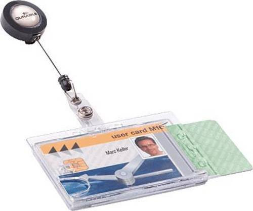 Durable Ausweishalter HARTBOX Doppelbox mit Jojo und Druckknopf-Schlaufe, transparent, 10 Stück - Bild 1