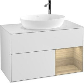 V&B Waschtischunterschrank Finion 100 in Weiß lackiert mit offener Ablage B/T/H: 100 x 50,1 x 50,1 cm - Bild 1