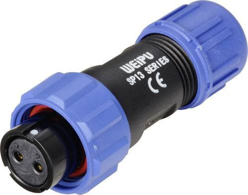 Weipu SP1310/S 2 I Rundstecker Buchse, gerade, 2-polig, Blau, Serie SP13 - Bild 1