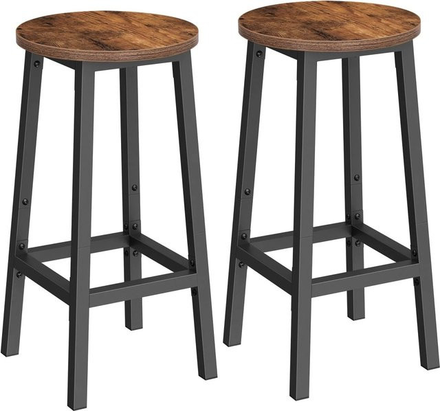 Songmics Barhocker-Set Delon mit Fußstütze in Braun-Schwarz aus Holz und Metall - Bild 1