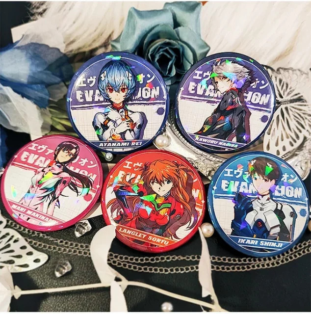 Bandai Neon Genesis Evangelion Ayanami Rei Asuka Figur, Abzeichen Brosche, Metall, Bunt / Mehrfarbig - Bild 1