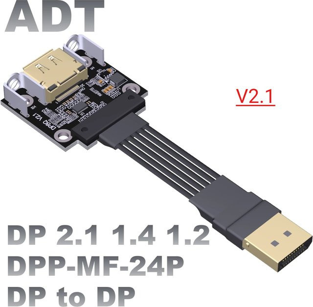ADT-Link DisplayPort 2.1 Kabel in Schwarz für 8K HDR und 240Hz, DP Adapter für PC, Laptop und TV - Bild 1