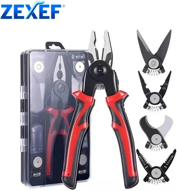 ZEXEF Multifunktionsset Drahtzange mit austauschbarem Abisolierer, Schneider und Crimper für Elektriker - Bild 1