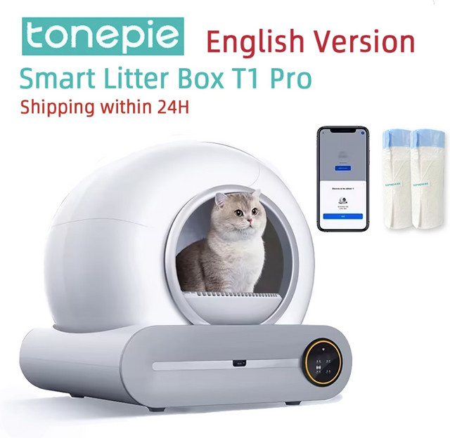 Tonepie Automatische intelligente Katzentoilette, selbstreinigend, vollständig geschlossen, Farbe: Weiß, 65L - Bild 1