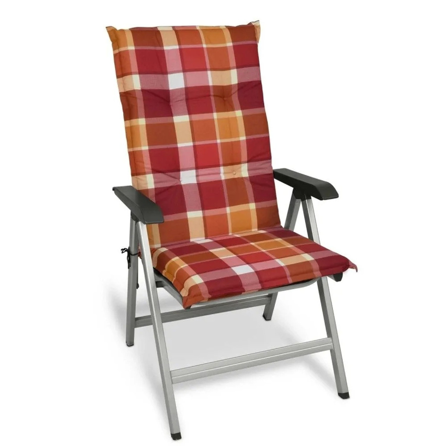 Beautissu Sunny RO Hochlehner Sitzkissen Rot Kariert B/H/T: 120 x 50 x 6 cm - Bild 2
