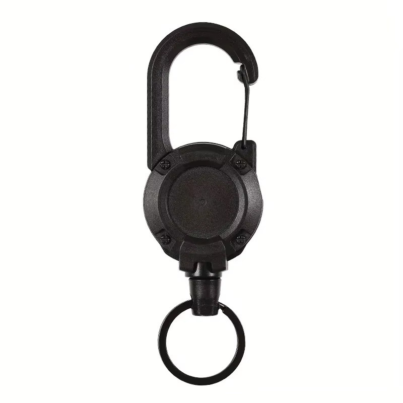 Robuste ausziehbare Schlüsselanhänger mit Karabiner und Clip-Halterung in Schwarz für Herren und Outdoor-Taschen - Bild 4
