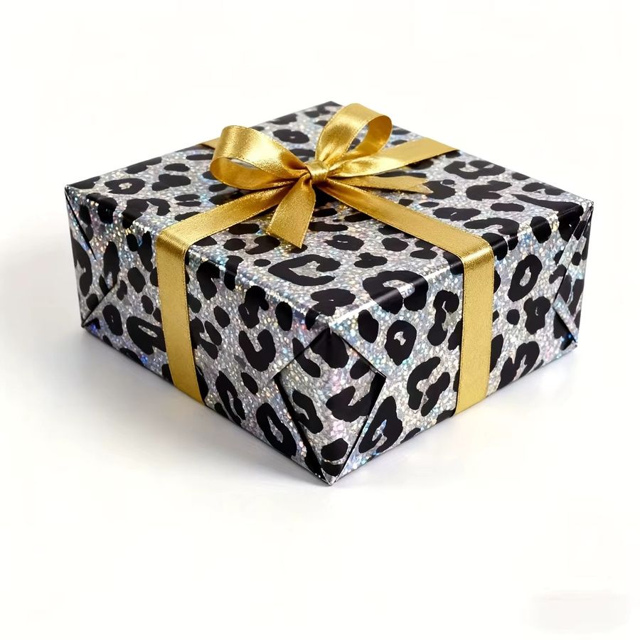 Glitzerndes Geschenkpapier mit Leopardenmuster in Multicolour, 1 Rolle glänzende Geschenkverpackung für Geburtstage und Hochzeiten - Bild 2