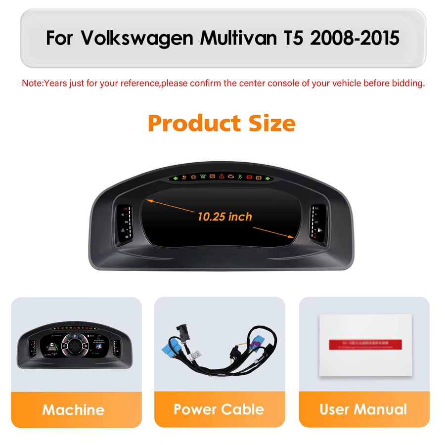 Hizpo Digitales Armaturenbrett für Volkswagen Multivan T5 2008 - 2015 mit HDMI, Carplay und Android Auto in Schwarz - Bild 2