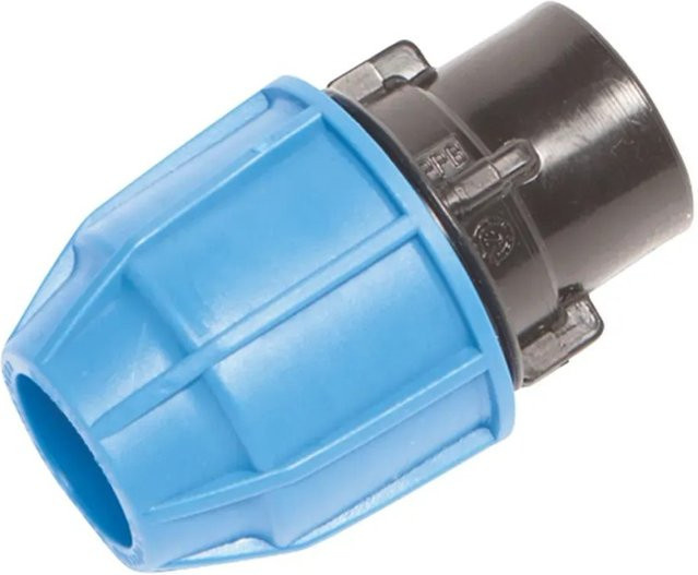 LUX-TOOLS Anschlussverschraubung für PE-Rohre Ø 20 mm x 18,6 mm mit Rp 1/2 Zoll in Blau - Bild 1