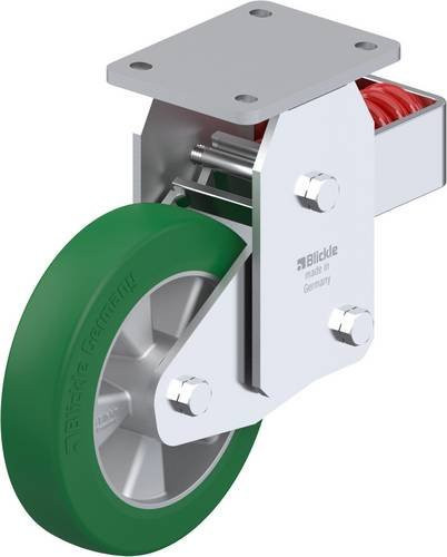 Blickle BHF-ALST 200K Bockrolle gefedert in Silber und Grün mit 200 mm Rad-Durchmesser und 750 kg Tragfähigkeit - Bild 1