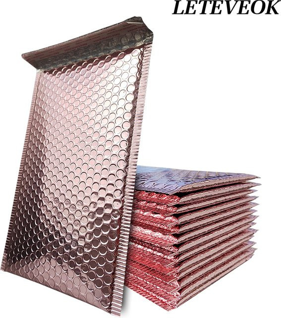 Leteveok Bubble Mailer Versandbeutel aus Aluminium in Roségold mit selbstklebendem Verschluss für kleine Unternehmen und Geschenke - Bild 1