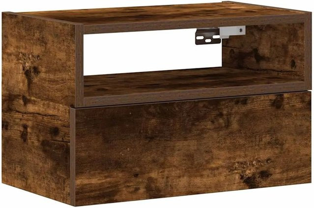 vidaXL Wand-Nachttisch aus Holzwerkstoff in Räuchereiche, B/T/H: 45 x 26 x 28,5 cm - Bild 1