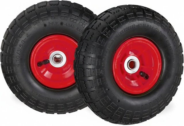 Relaxdays Sackkarrenrad 2er Set luftbereift aus Gummi und Kunststoff in Schwarz Rot, Durchmesser: 26 cm, Breite: 8,5 cm - Bild 1