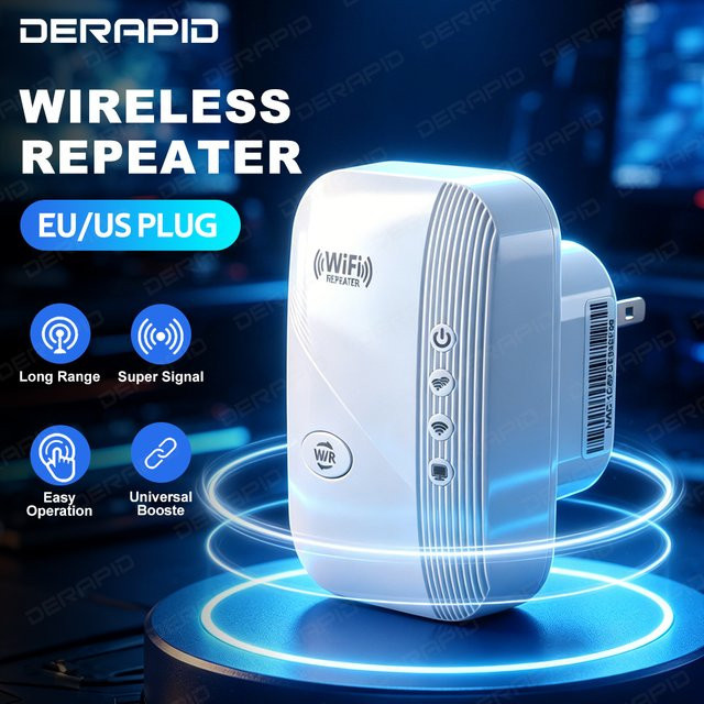 DERAPID WLAN-Repeater 300Mbps Single-Band Signalverstärker 2,4GHz in Weiß - Bild 1