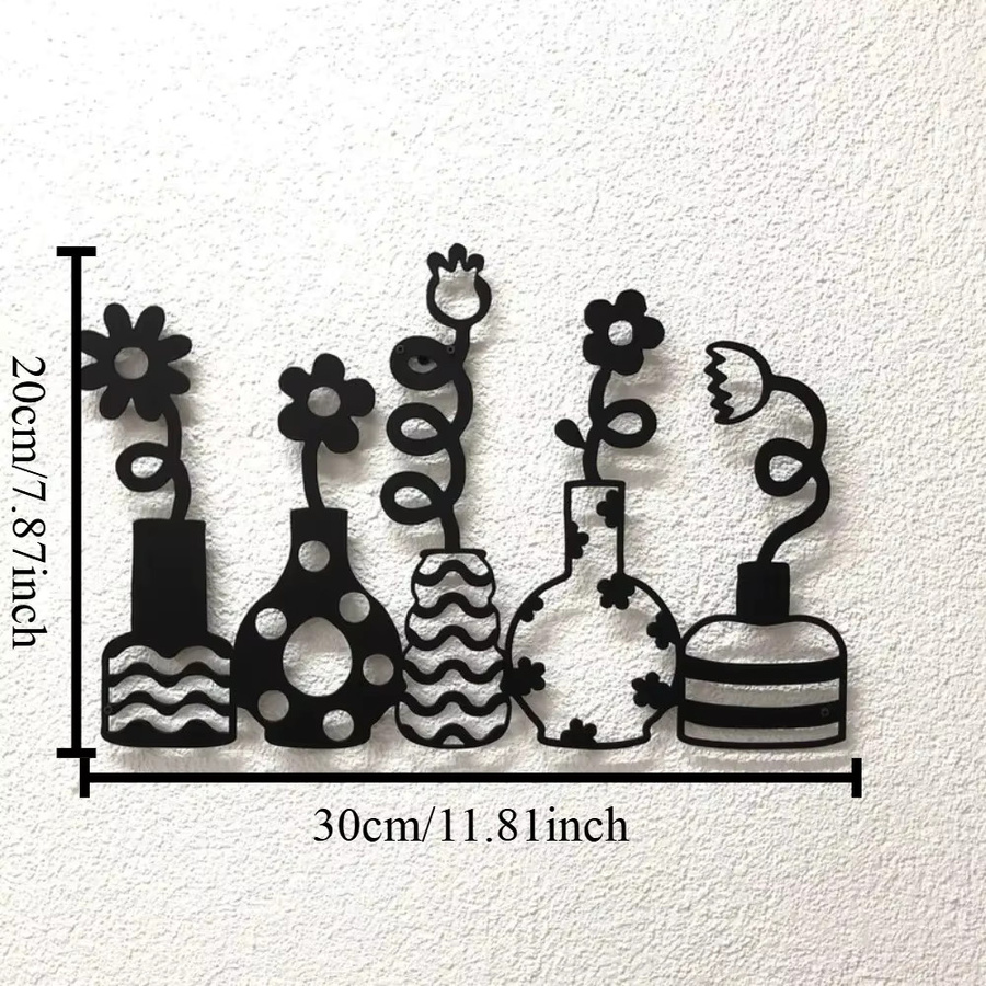 CIFBUY Abstrakte Metall-Wandkunst in Schwarz mit floralem Design für eine moderne und minimalistische Dekoration - Bild 3