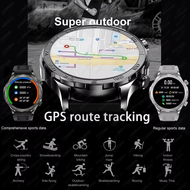 BOXUXING Smartwatch, Schwarz, Edelstahl, GPS, Rund - Bild 3