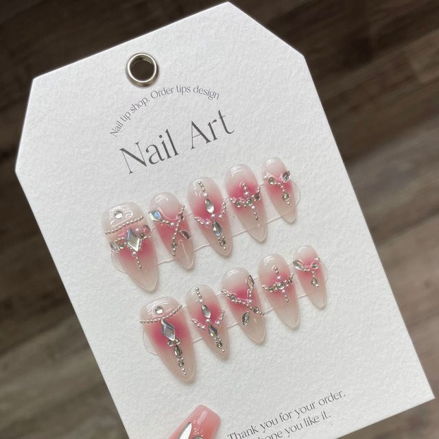 YADORNOS Kunstnägel, rosa Rouge, glänzend, Strass-Dekor, Unisex - Bild 1