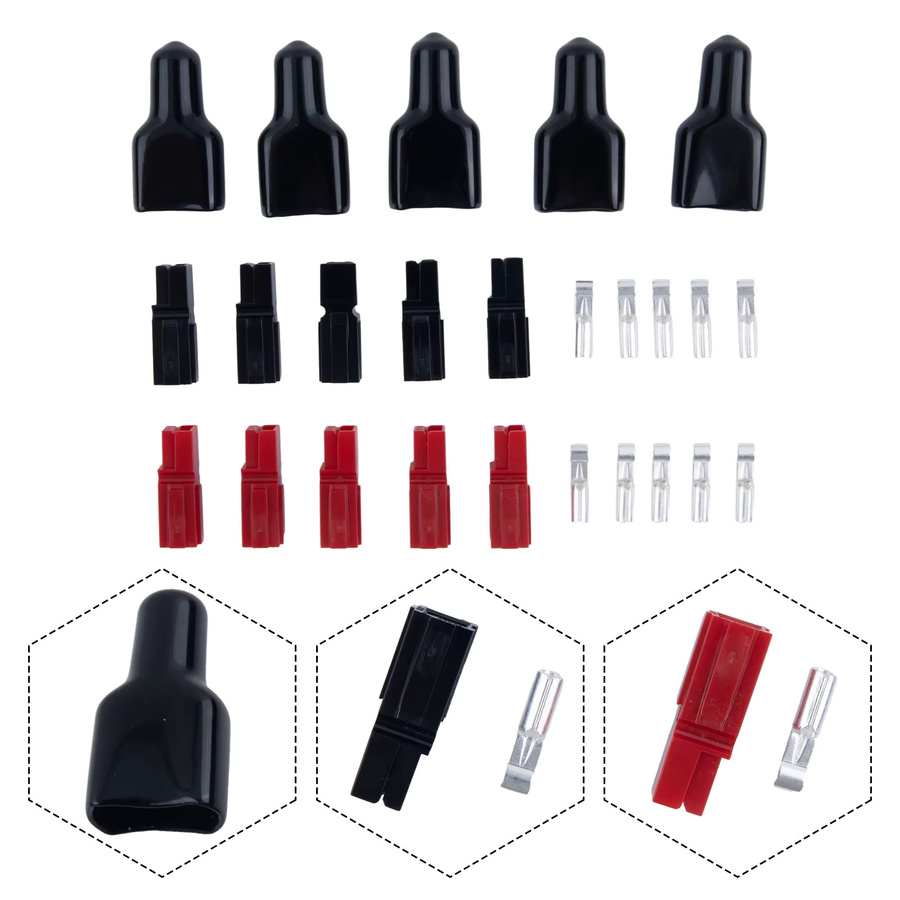 BAJEAL 5 Paar 30-AMP-Stecker mit schwarzen PVC-Staubschutzhüllen aus Gummi für elektrische Geräte, 600-V-Stecker und Anschlusshülsen, Schwarz - Bild 2