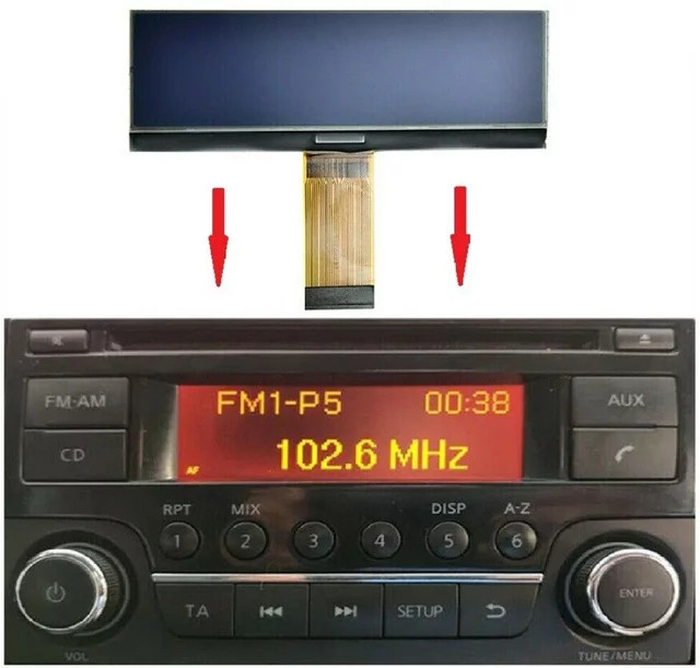 Radio Ersatz LCD Display für Nissan Qashqai Juke Micra und Navara NV200 Modelle als OEM Äquivalent - Bild 1