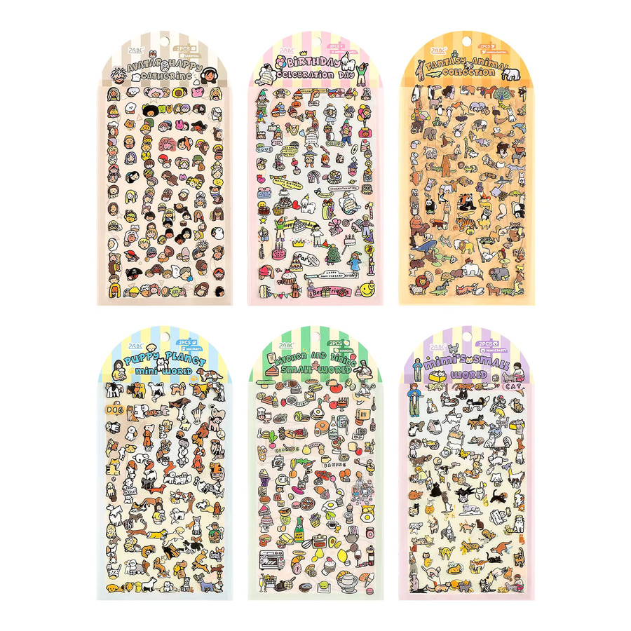 Small World Series Kawaii Cartoon Aufkleber in Bunt für DIY Scrapbooking und Journaling - Bild 1