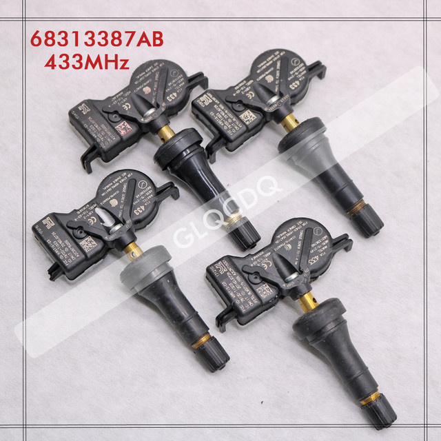 GANGLE 4er Set TPMS Reifendruck Überwachungssystem in Schwarz für Chrysler Pacifica, Jeep Compass und Renegade (Teilenummern 68105280 AF, 68313387 AB, 53305555) - Bild 1