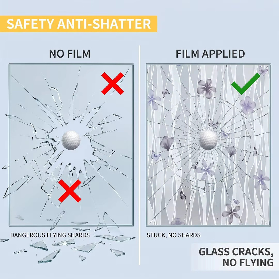 BUNPIG Selbstklebende Sichtschutz-Fensterfolie in Transparent, UV-blockierende mattierte PVC Fensterfolie für Haus und Duschtür - Bild 2