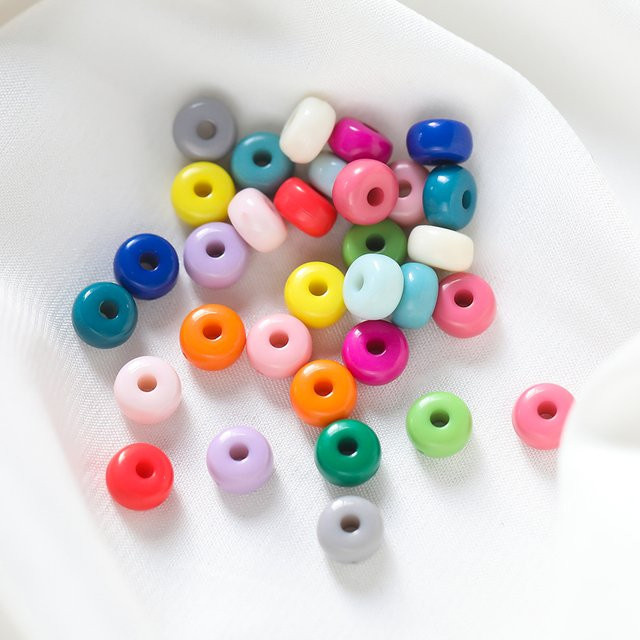 10 Stück Acryl Perlen, rund, flach, Macaron, Spacer Perlen - Bild 1