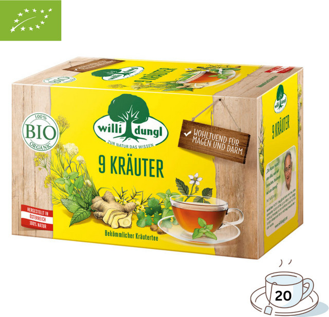 Willi Dungl Bio 9 Kräuter, Kräutertee, koffeinfrei, 20 Teebeutel, 40g - Bild 1