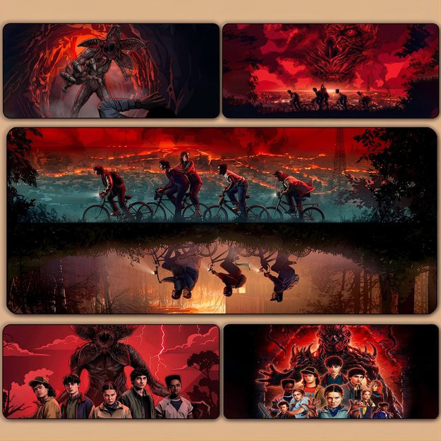 Potdemiel Mousepad Stranger Mouse Design in Multicolour, XXL Schreibtischunterlage für Gamer mit HD-Druck und rutschfester Unterseite, B/T: 90 x 40 cm - Bild 1