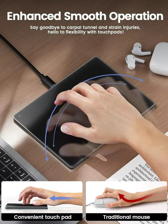JOMAA Kabelgebundene Multi-Touch-Trackpad-Maus mit Glasoberfläche in Weiß - Bild 5
