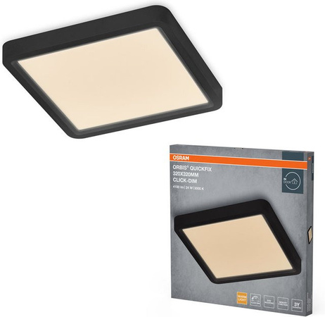 OSRAM Orbis Quickfix Square LED Deckenleuchte Schwarz B: 32 cm, T: 32 cm, H: 3,2 cm, 24W, dimmbar