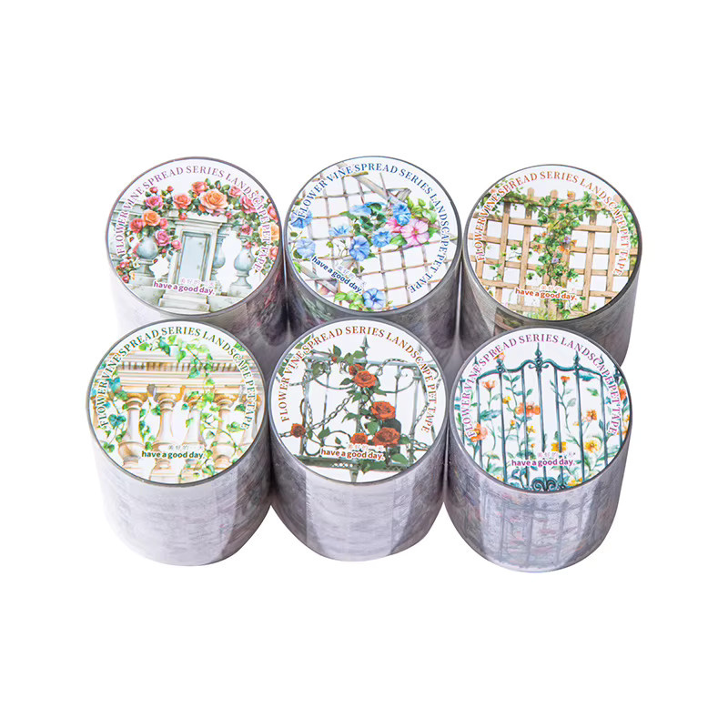Leaffei Washi Tape Set mit 6 europäischen Retro-Motiven, florale Pflanzen und Landschafts-Designs, mehrfarbig - Bild 2
