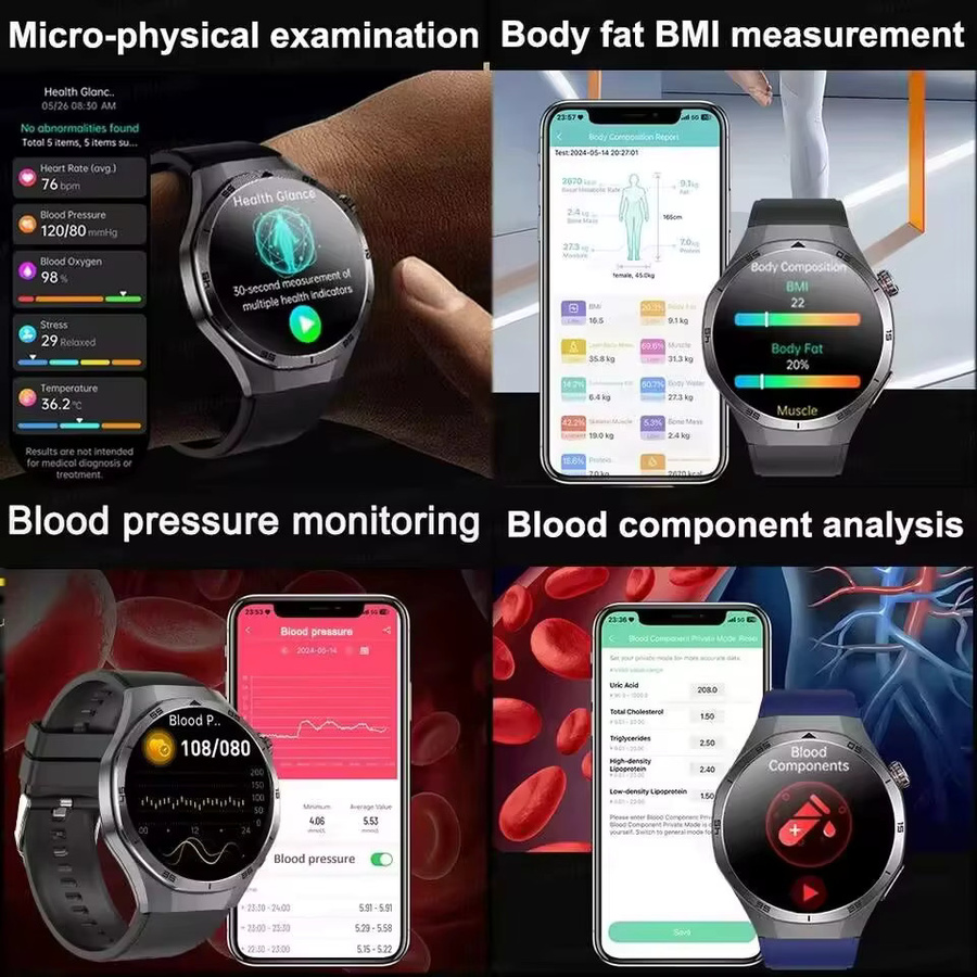 GUHUAVMI Smartwatch, Schwarz, Unisex - Bild 4
